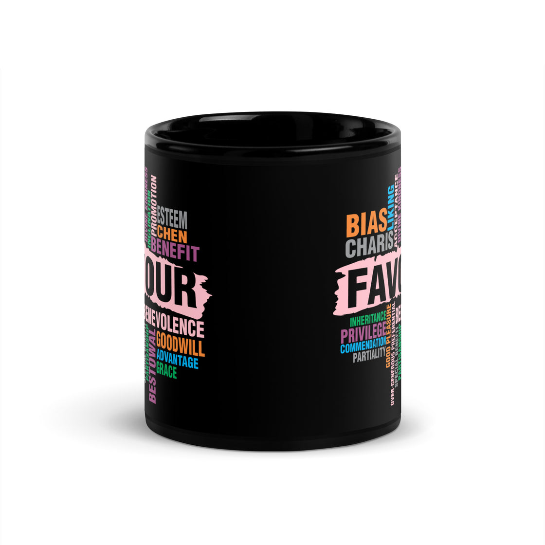 Favour Pink Black Glossy Mug