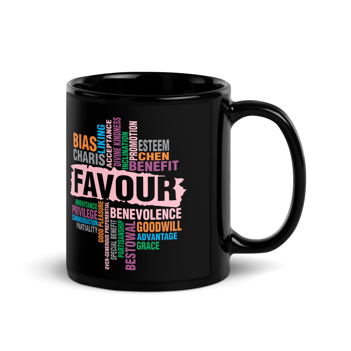 Favour Pink Black Glossy Mug