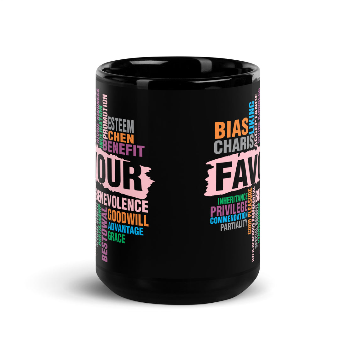 Favour Pink Black Glossy Mug