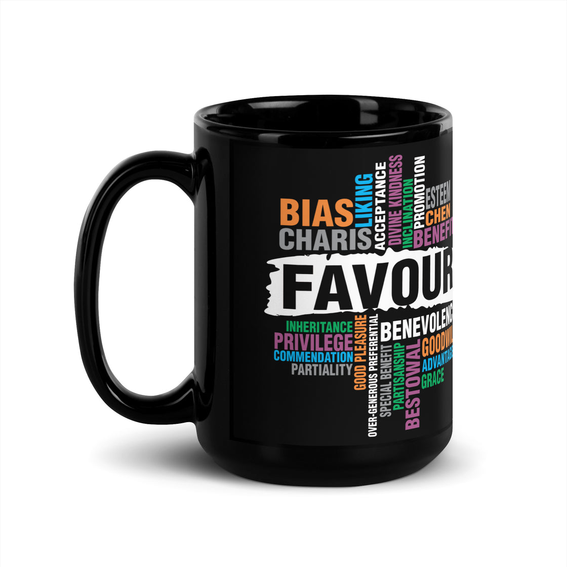 Favour Black Glossy Mug