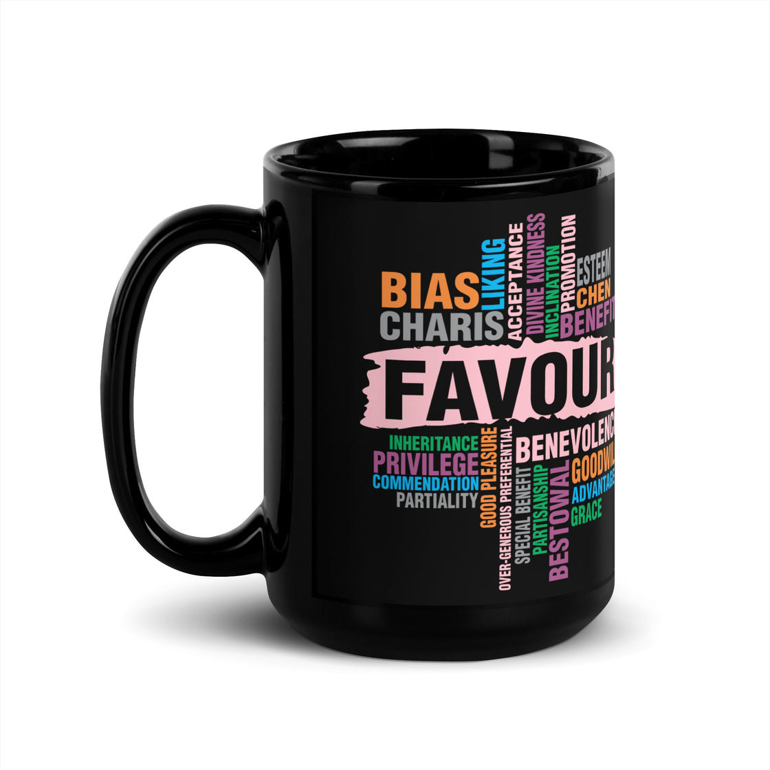 Favour Pink Black Glossy Mug