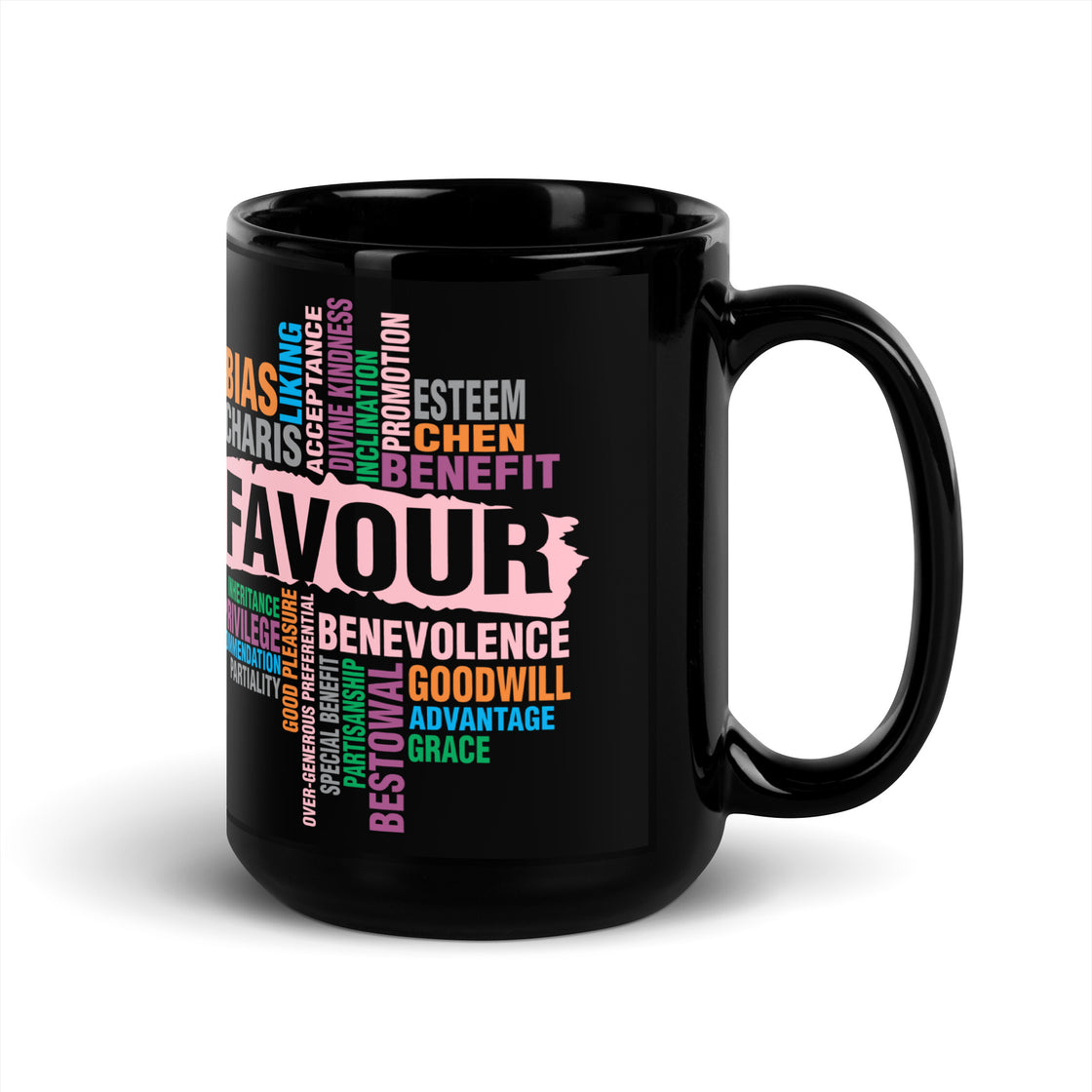 Favour Pink Black Glossy Mug