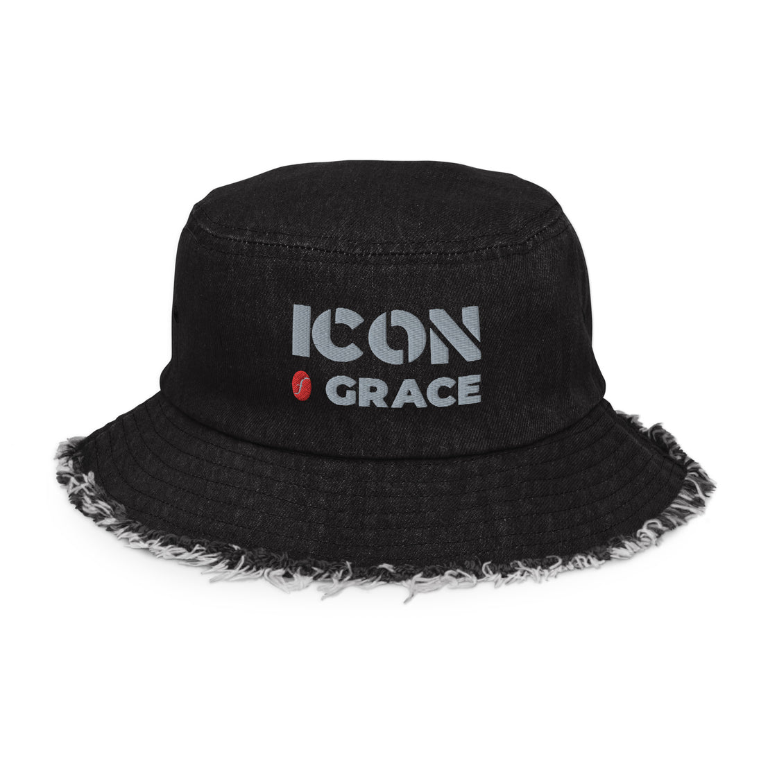 Icon of Grace Distressed denim bucket hat