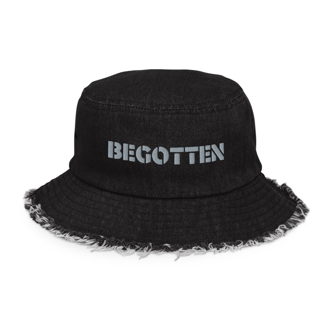 Begotten Distressed denim bucket hat