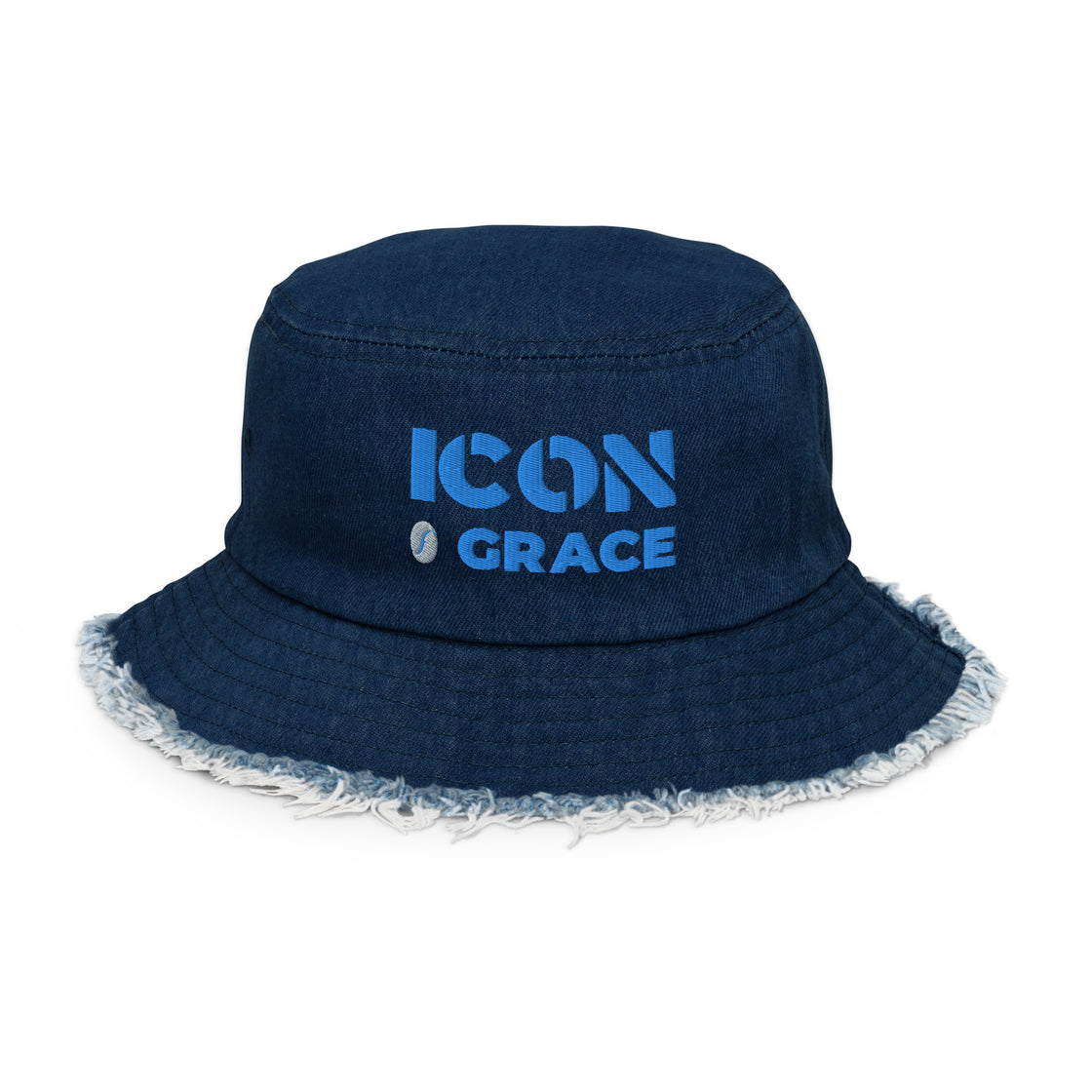 Icon of Grace Distressed denim bucket hat