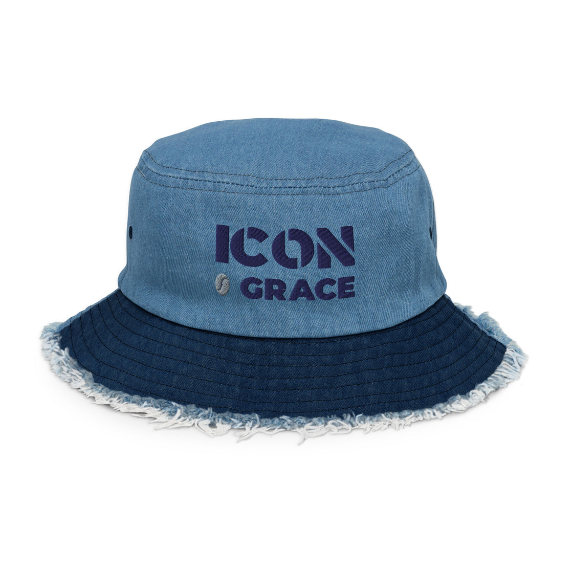 Icon of Grace Distressed denim bucket hat