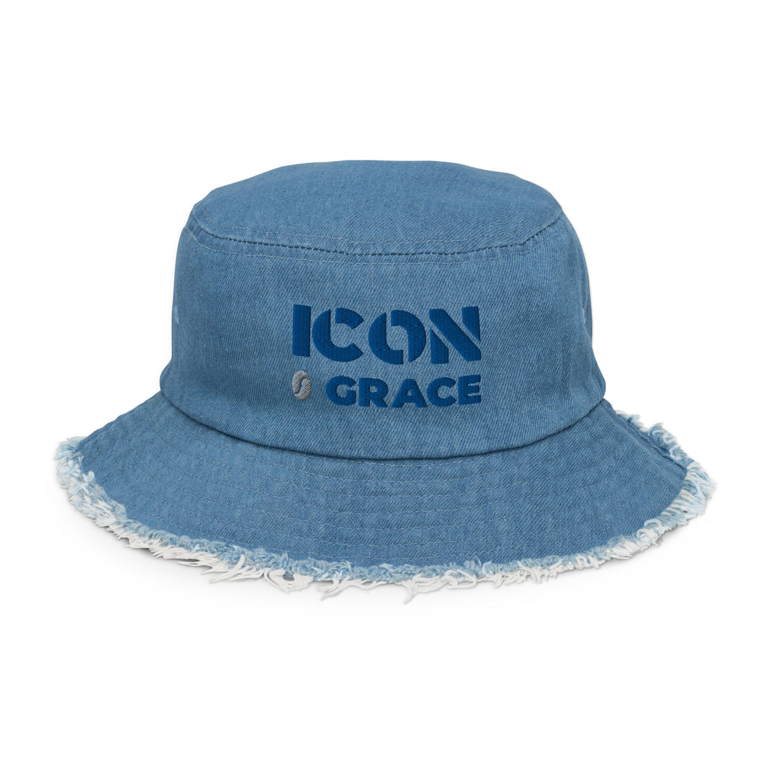 Icon of Grace Distressed denim bucket hat