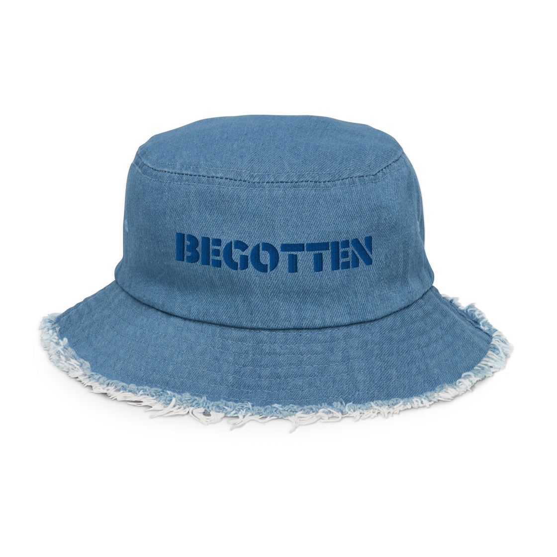 Begotten Distressed denim bucket hat