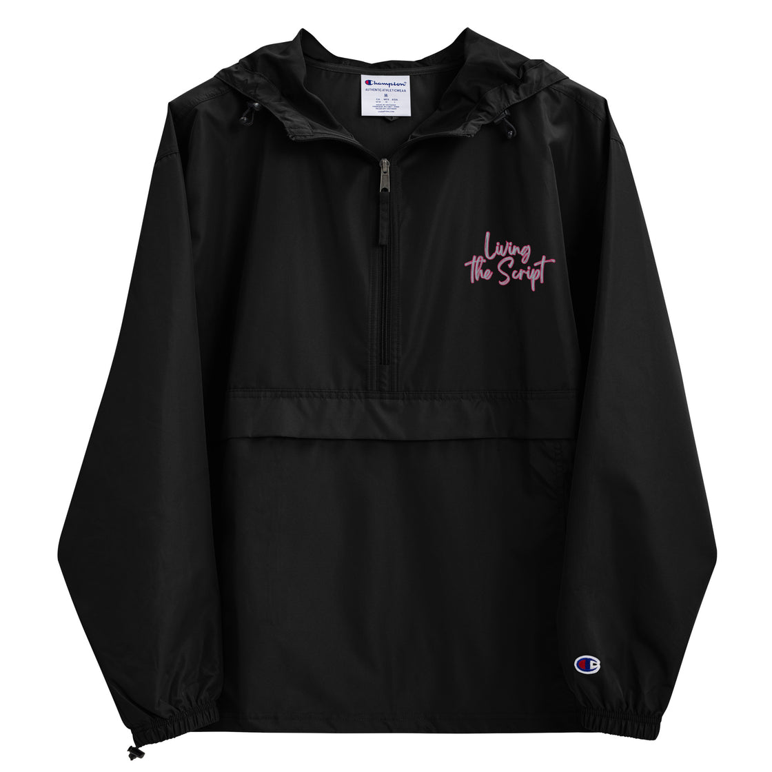 Living the Script Embroidered Champion Packable Jacket