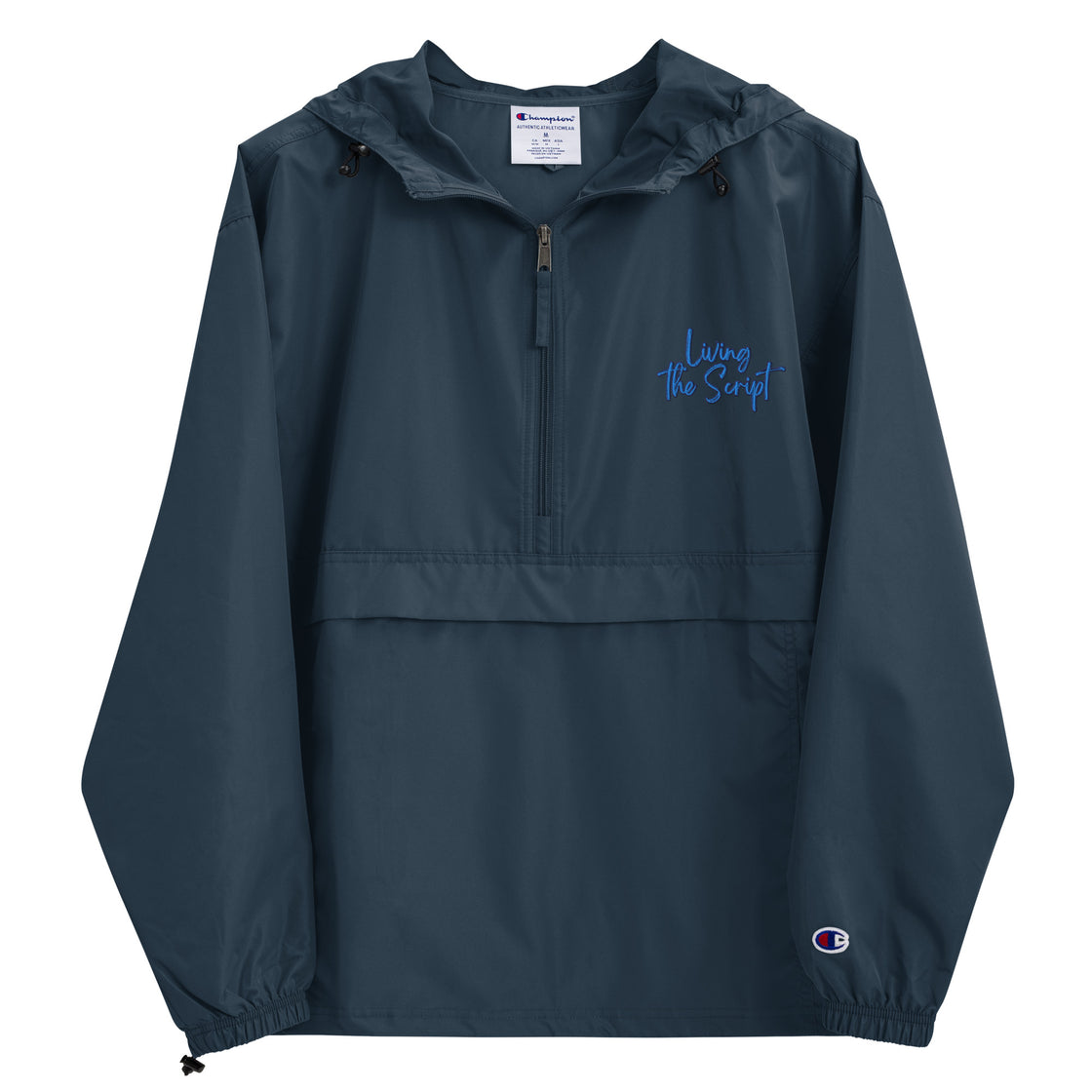 Living the Script Embroidered Champion Packable Jacket