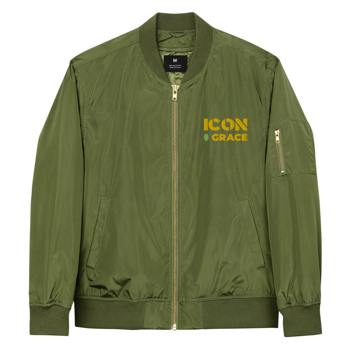 Icon of Grace Embroidered Premium recycled bomber jacket