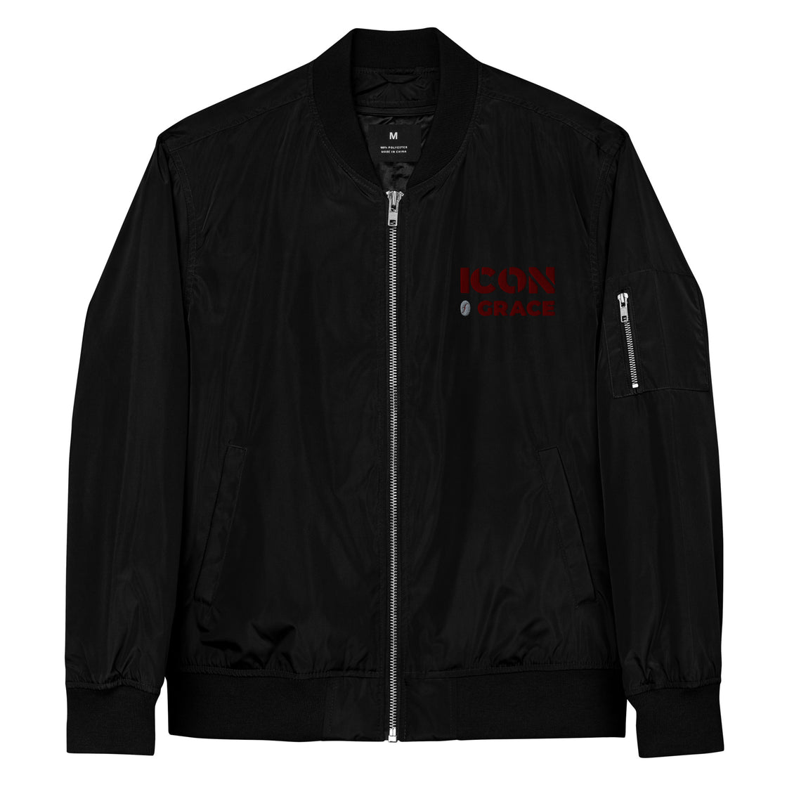 Icon of Grace Embroidered Premium recycled bomber jacket