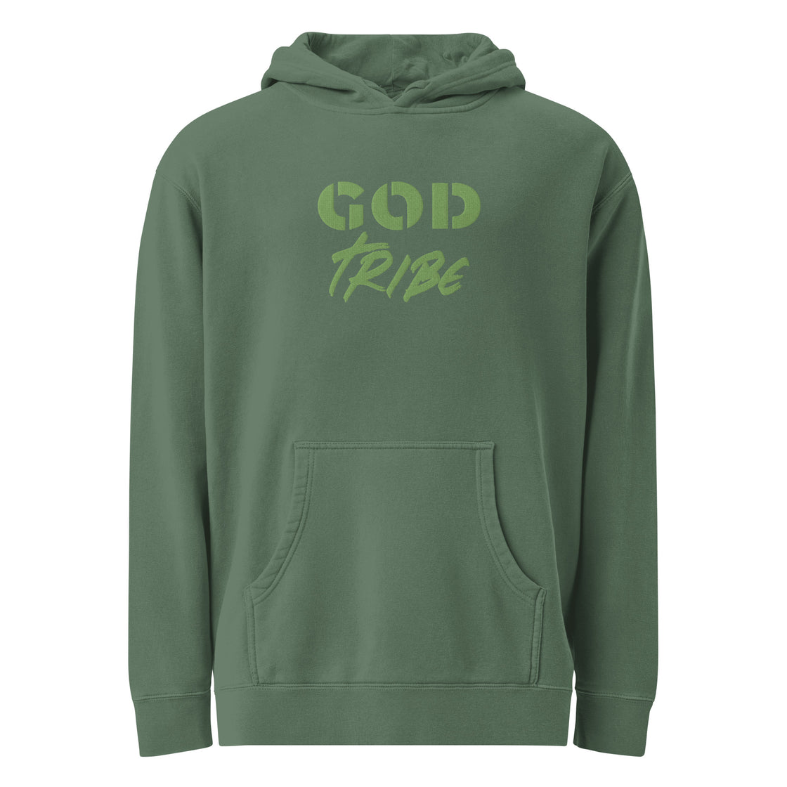 God Tribe Unisex pigment-dyed hoodie Embroidered..