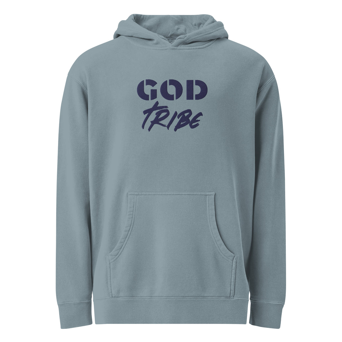 God Tribe Unisex pigment-dyed hoodie Embroidered..