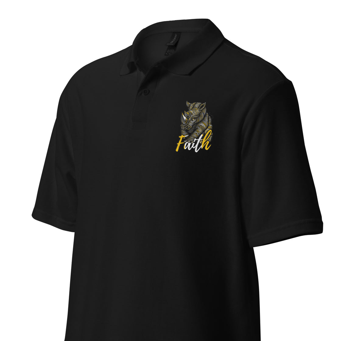 Rhino kinda faith embroidered Unisex pique polo shirt