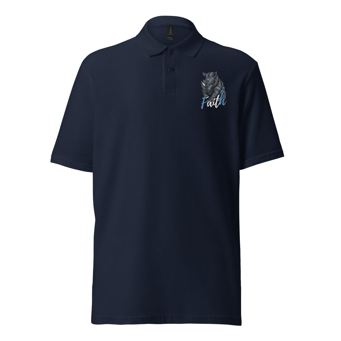 Rhino kinda faith embroidered Unisex pique polo shirt