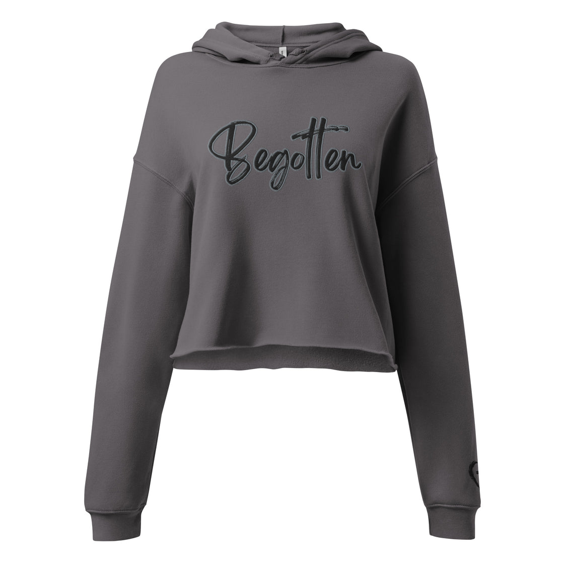 Begotten Embroidered Crop Hoodie