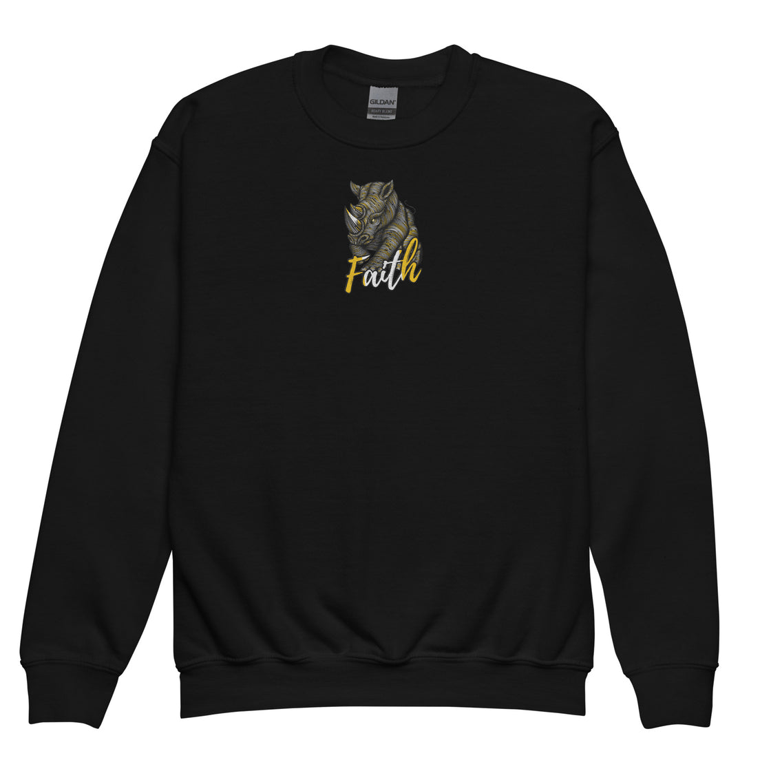 Rhino Faith Youth crewneck sweatshirt Embroidery